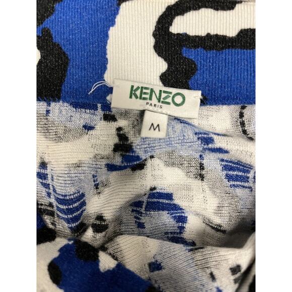 KENZO Royal Blue Knit Multi Chain Link Printed Mini A-Line Short Skirt M - Picture 4 of 4